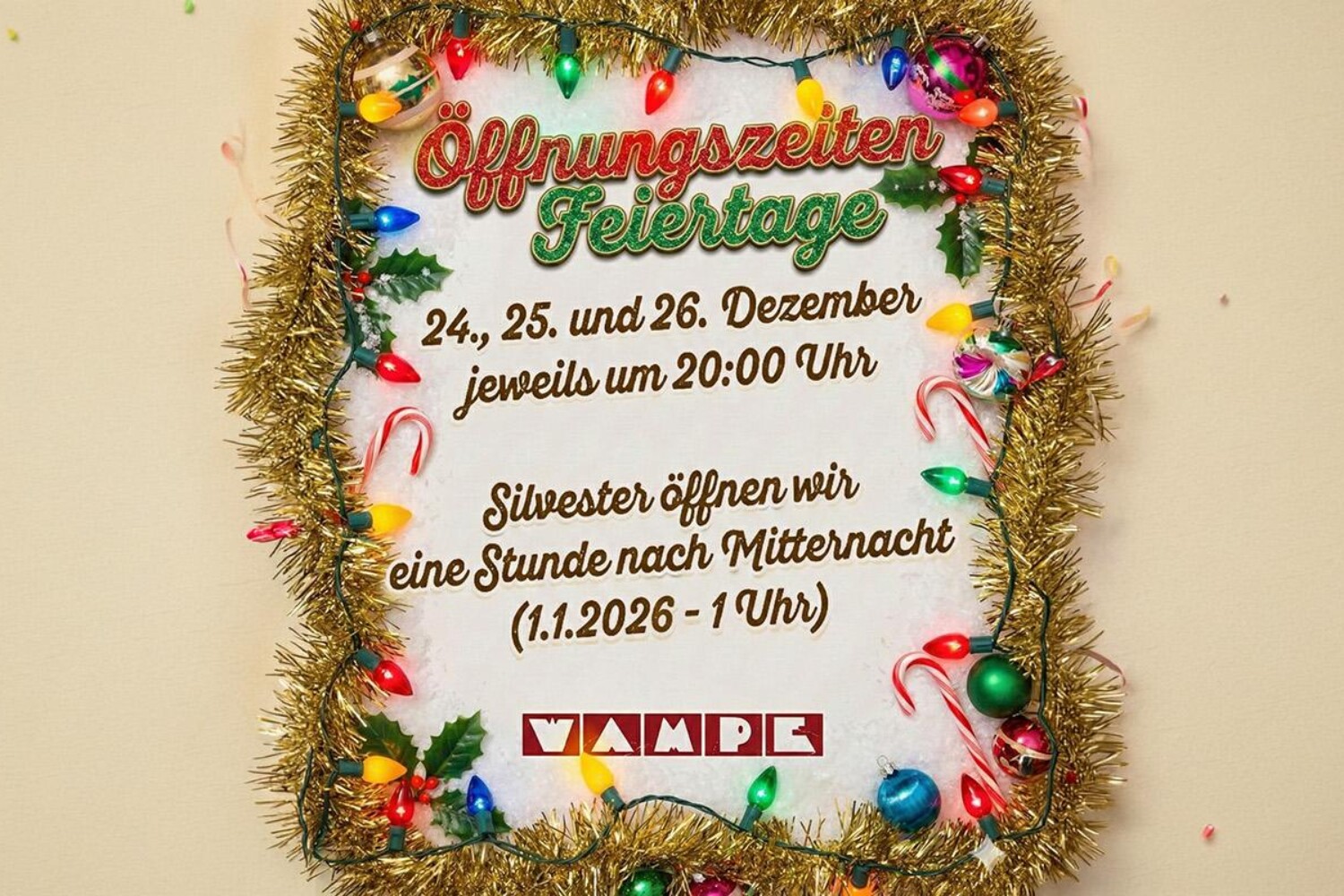 Feiertage Öffnungszeiten