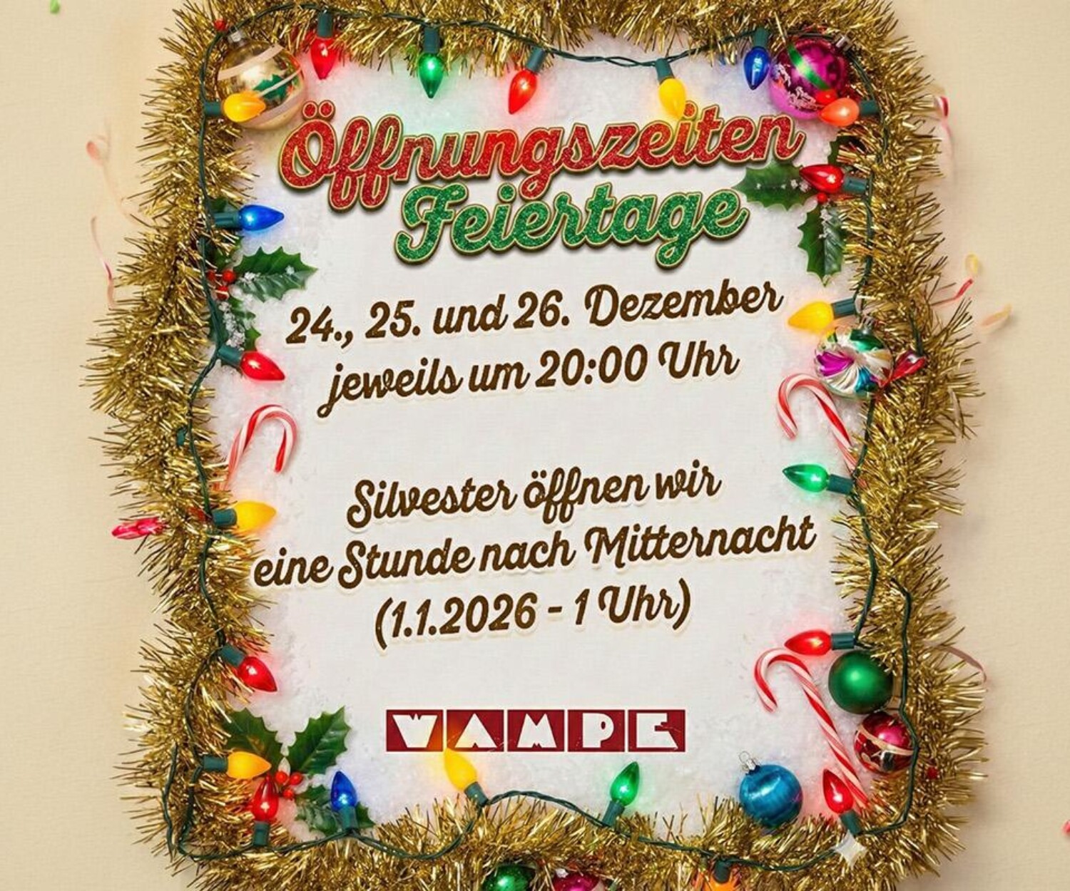 Feiertage Öffnungszeiten